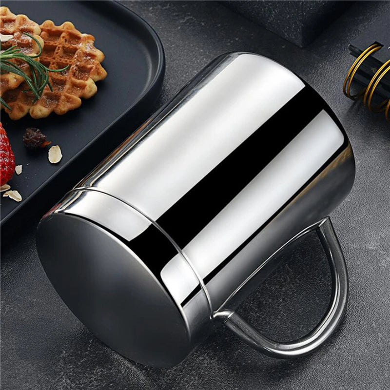 Double Wall Stainless Steel Coffee Mug with lid Portable Cup Travel Tumbler Jug Milk Tea Cups Office Water Mugs