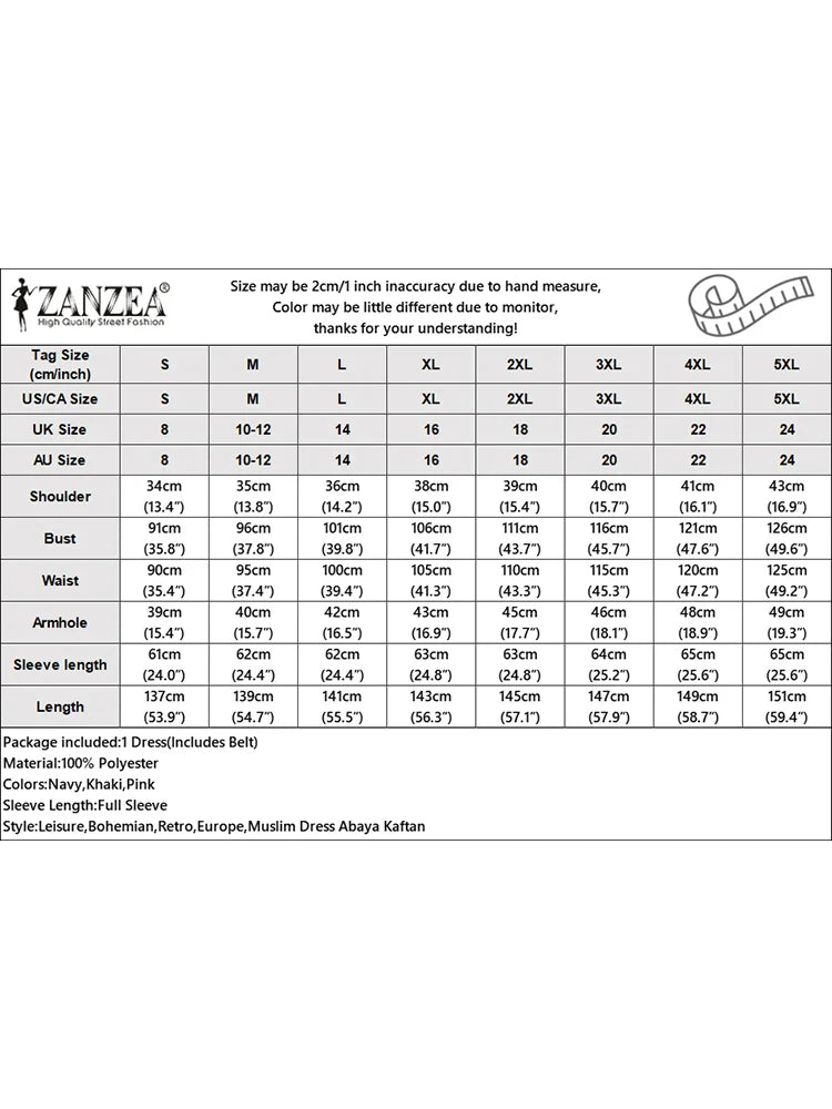 Elegant Muslim Dress Abaya ZANZEA Women 2025 Autumn Dresses Long Lantern Sleeve Pleated Sundress Belted Robe Femme Party Vestido