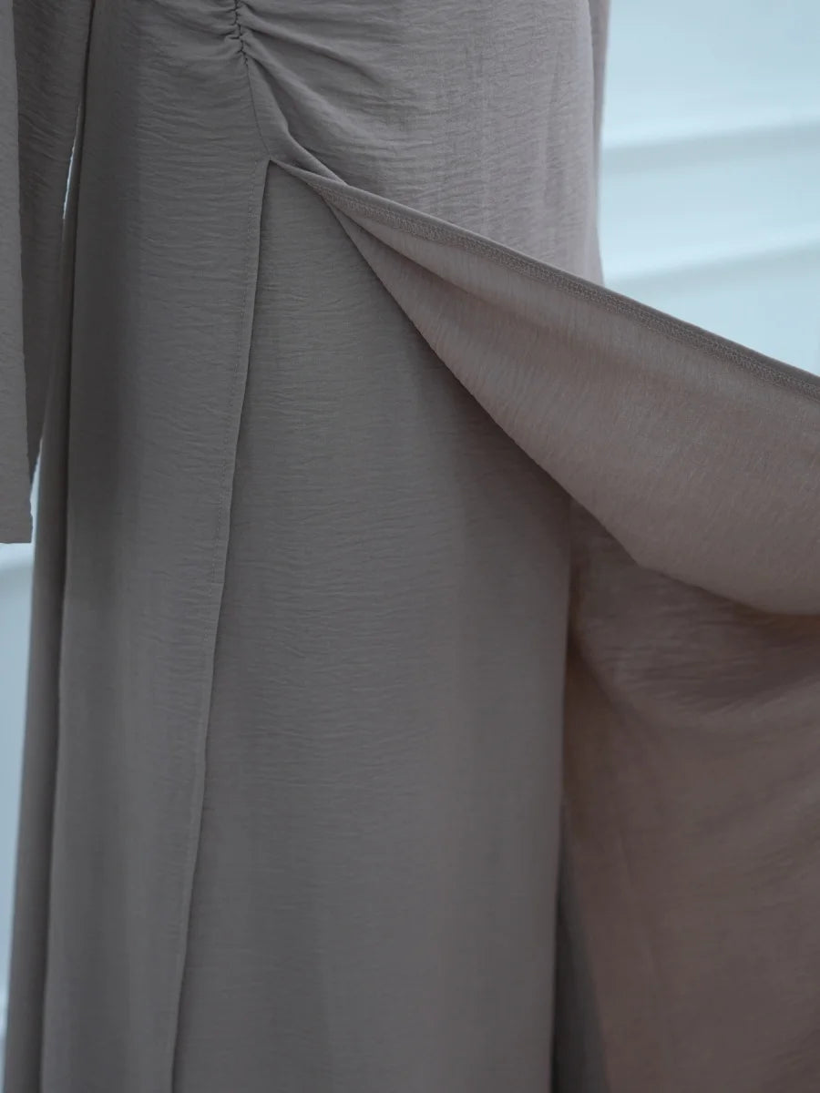 Muslim Women Arabic Dubai Abaya Solid Drawstring Long Dress Modest Ramadan Kaftan Robe Femme musulmane Islam Clothing Kebaya