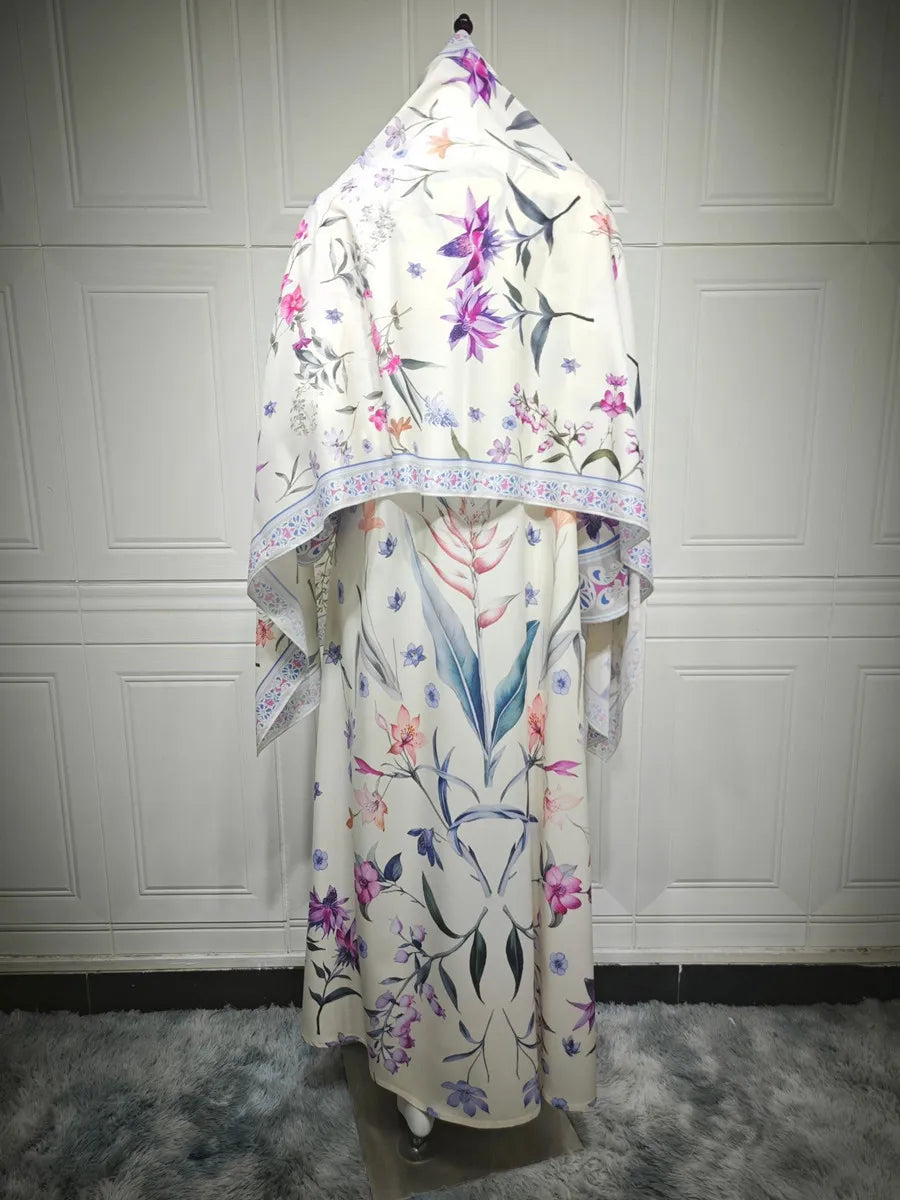 Muslim Women Dubai Abaya Luxury Floral Print Kimono Cardigan Hijab Long Dress Kaftan Ramadan Robe Femme Islam Clothing Kebaya