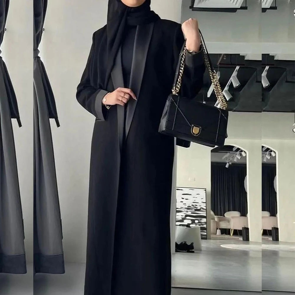 Abayas Dubai Luxury Black Shawl Lapel Long Jacket 1 Piece High Quality Female Clothing Dresses Formal Muslim Coat Outerwear 2026