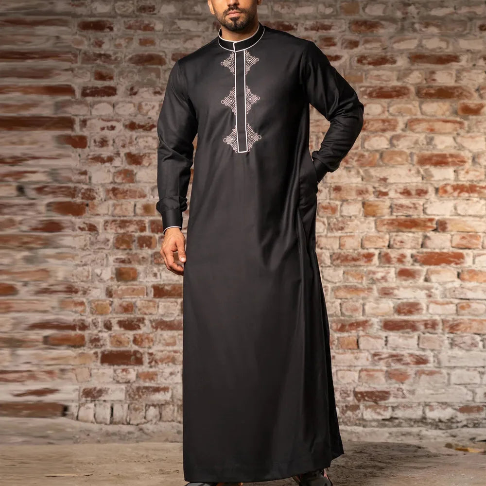 Mid East Islamic Men Clothes Muslim Fashion Abaya Men Embroidered Loose Stand Collar Long Robe Ethnic Style 2026 Man Jubba Thobe