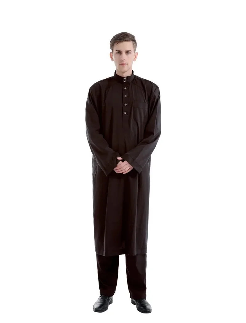 Muslim Robe Arab Men Thobe Ramadan Costumes Solid Arabic Pakistan Saudi Arabia Eid Turkey Abaya Male National Islamic Clothing