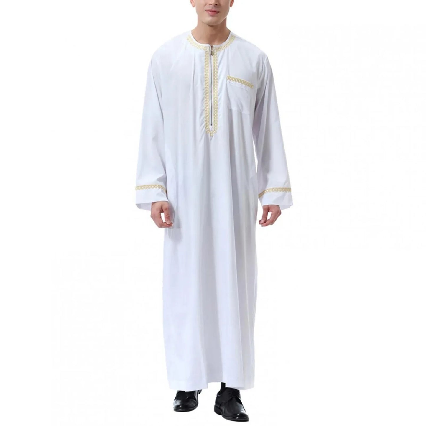 Muslim Men Jubba Thobe Print Zipper Kimono Long Robe Saudi Islamic Musulman Wear Clothing Abaya Caftan Islam Dubai Arab Dress