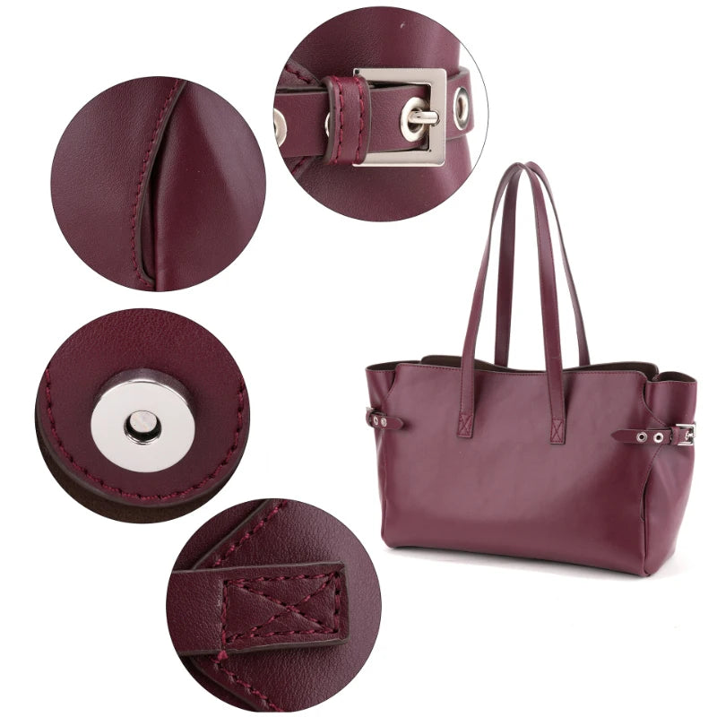 Bag Set: Tote Bag With Matching Purse,Designer Wing Style Women Underarm Shoulder Bag,Large Capacity Spacious Handbag,Burgundy