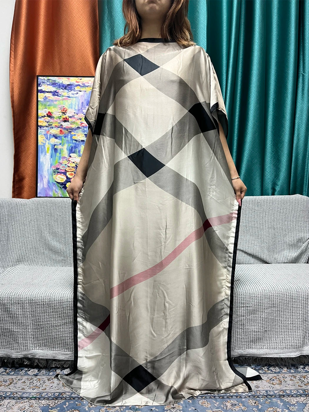 Abayas For Women 2023 Printed Silk Soft Loose Femme Robe Muslim Summer Fashion Clothing African Islam Woman Dresses With Turban