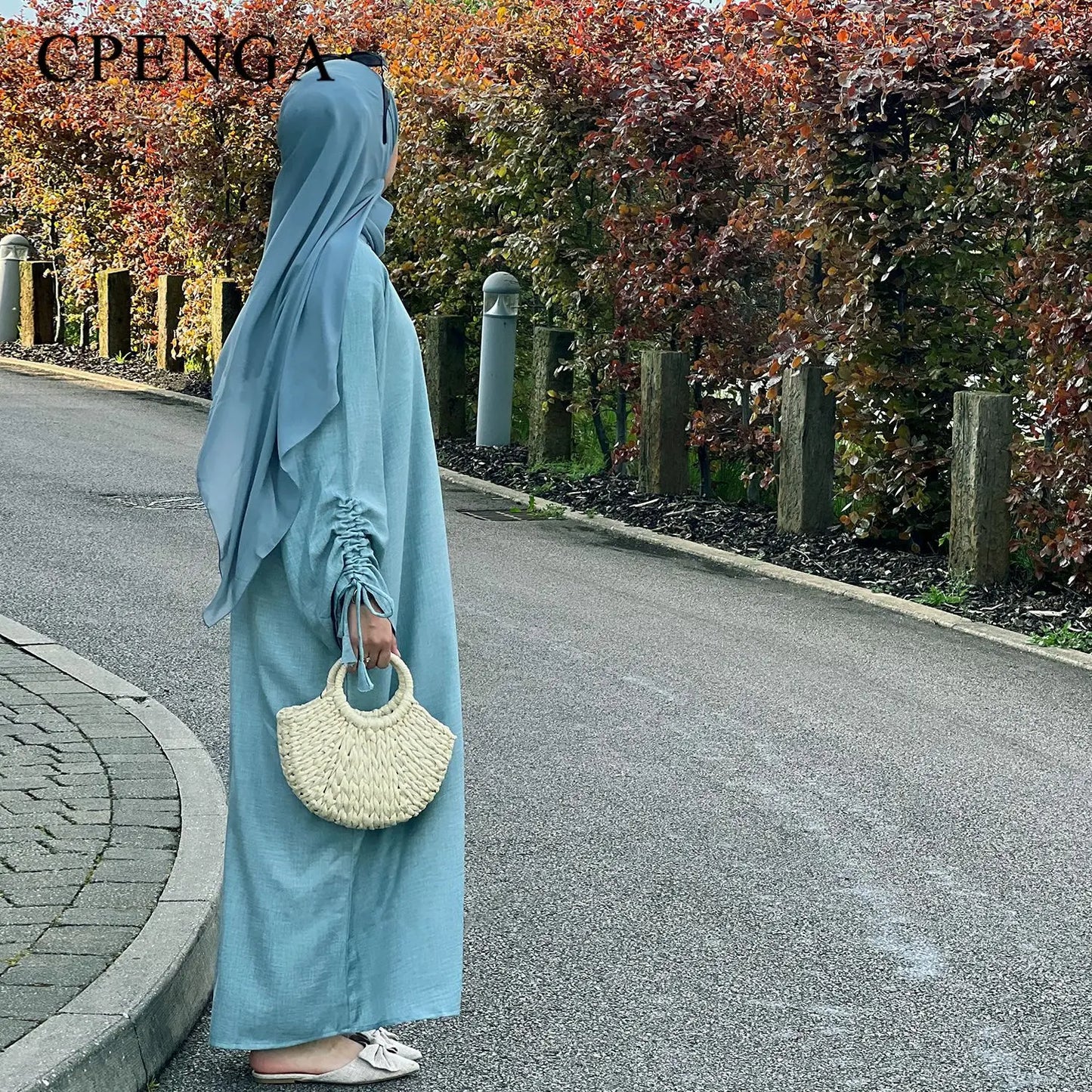 2024 Saudi Arabia Muslim Women Modest Dress Eid Dubai Plain Abaya Islamic Holiday Party Solid Turkey Lace-up Cuffs Long Clothes