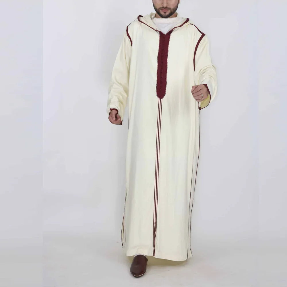 New 2026 Muslim Men Abaya Arabic Islamic Clothing Loose Shirt Robe Jubba Thobe Ethnic Print Saudi Arab Middle East Male Vestidos