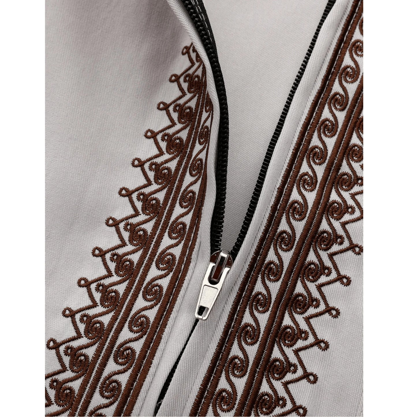 Muslim men's long robe, luxurious high-end fashionable embroidered robe, casual round neck daily holiday men's long robe