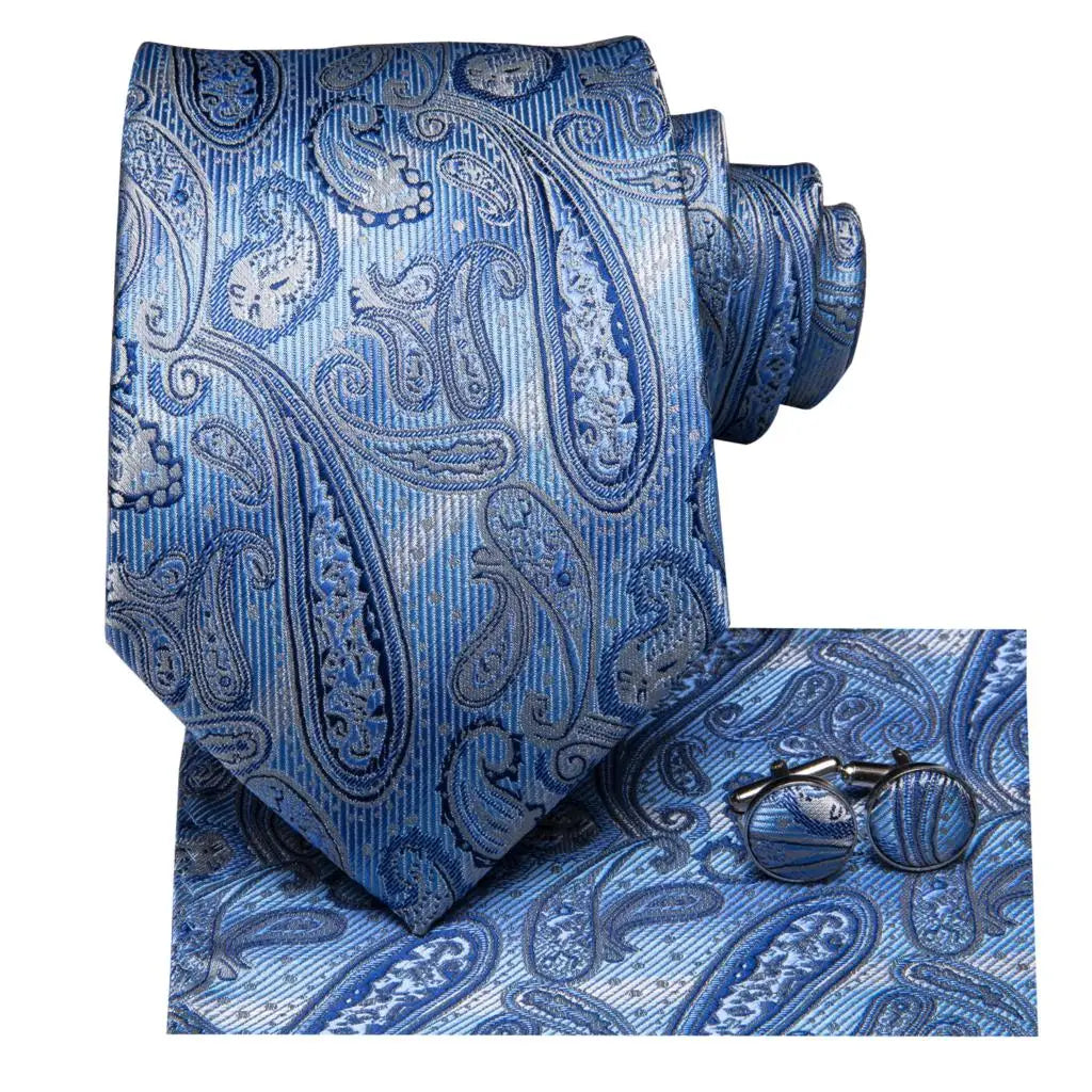 Hi-Tie 63inches Silk Mens Tie Set Extra Long Ties for Men Handkerchief Woven Classic Silk Men's 160cm Necktie Pocket Square Set