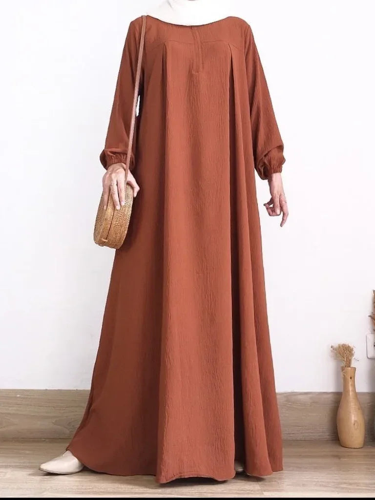 2026 Eid Muslim Dress Solid Color Abaya For Women Long Sleeve Zipper Islam Party Abayas Woman Dubai Kaftan Robe Elegant Vestidos
