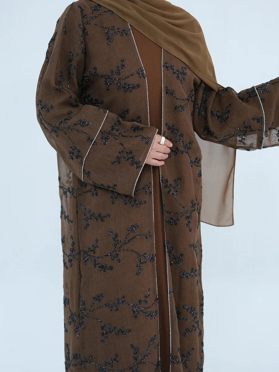 Muslim Women Dubai Abaya Luxury Embroidery Floral Long Dress Kimono Cardigan Kaftan Modest Robe Femme Islamic Clothing Kebaya