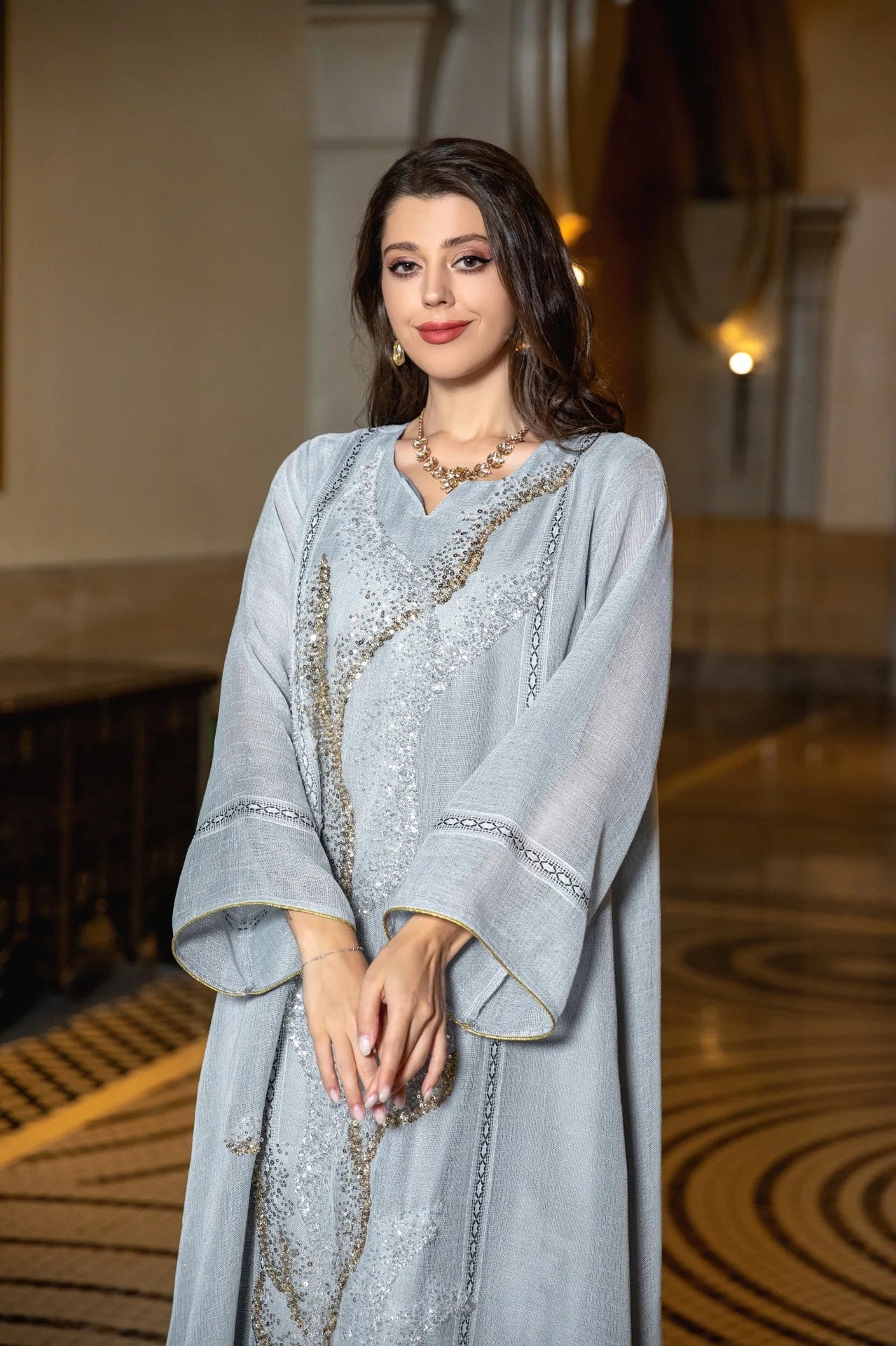 Uni Abaya Dubai Luxury Evening Dress Woman For Party Prom Modest Fashion Mesh Sequins Embroidery New in Dresses 2025
