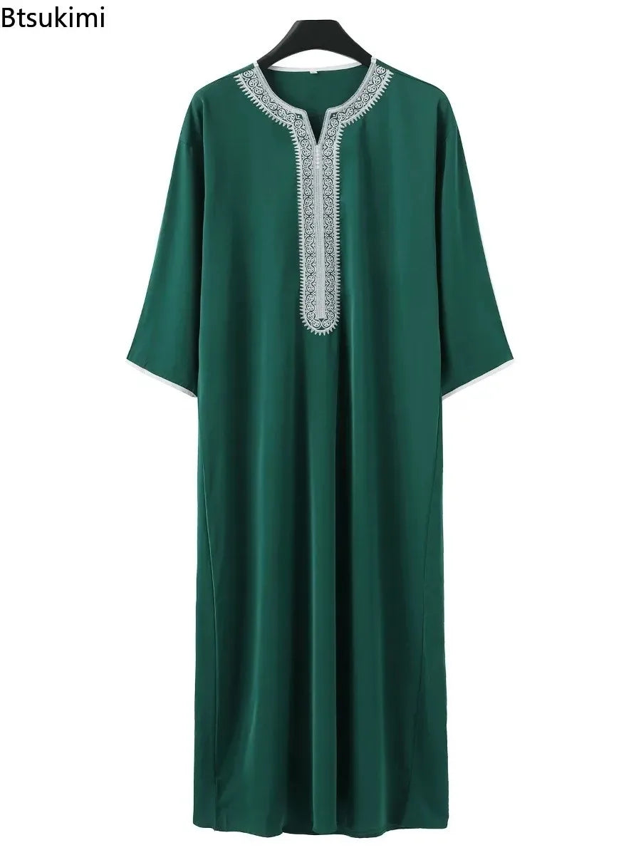 2026 Men's Traditional Muslim Clothing Eid Middle East Jubba Thobe Men Thobe Arab Muslim Robes with Short Sleeves Husband Gift