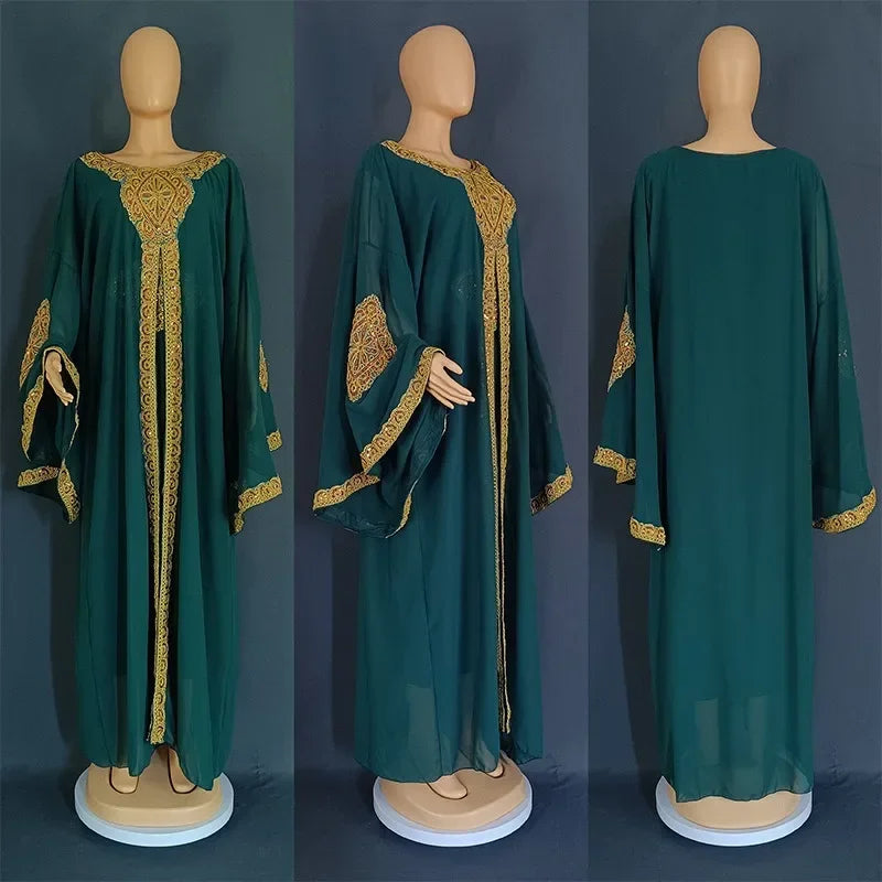 Kaftan Dubai Abaya Turkey Muslim Chiffon Maxi Dress Islam Clothing Elegant African Dresses for Women Boubou Robe Djellaba Femme
