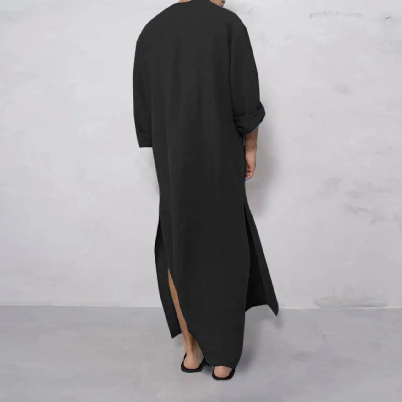 Jubba Thobe Islamic Arabic Kaftan Men Linen Cotton Solid Short Sleeve Hooded Robes Dubai Middle East Muslim Clothes Abaya Homme