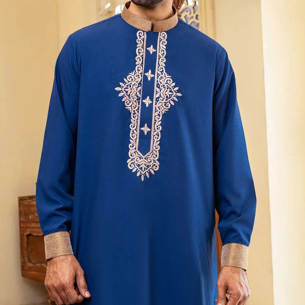 Mid East Islamic Men Clothes Muslim Fashion Abaya Men Embroidered Loose Stand Collar Long Robe Ethnic Style 2026 Man Jubba Thobe