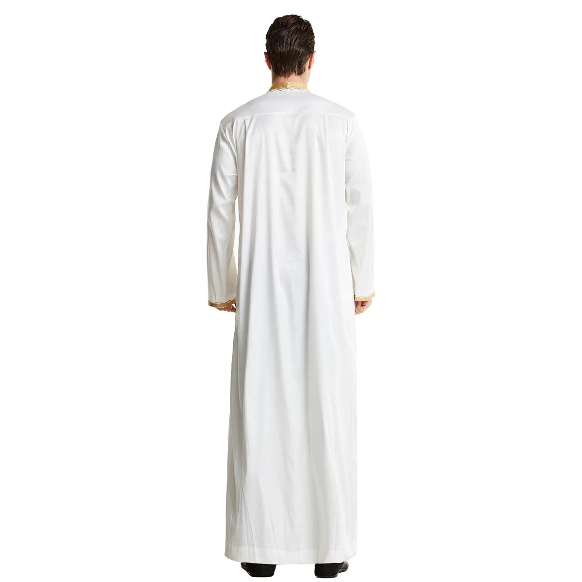 1pcs/lot man fashion embroidery muslim long robe man stand collar long sleeve jubba thobe