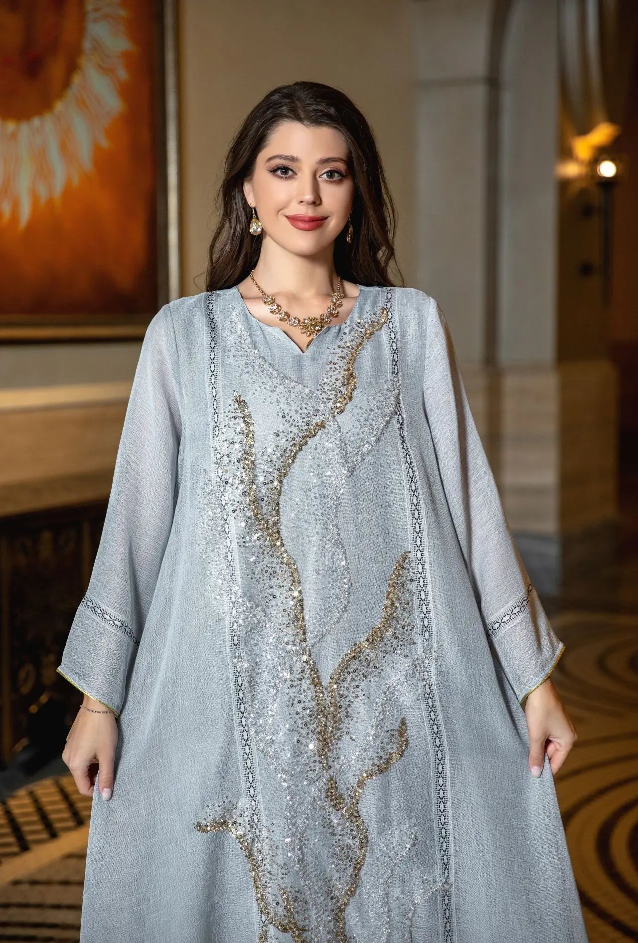 Uni Abaya Dubai Luxury Evening Dress Woman For Party Prom Modest Fashion Mesh Sequins Embroidery New in Dresses 2025