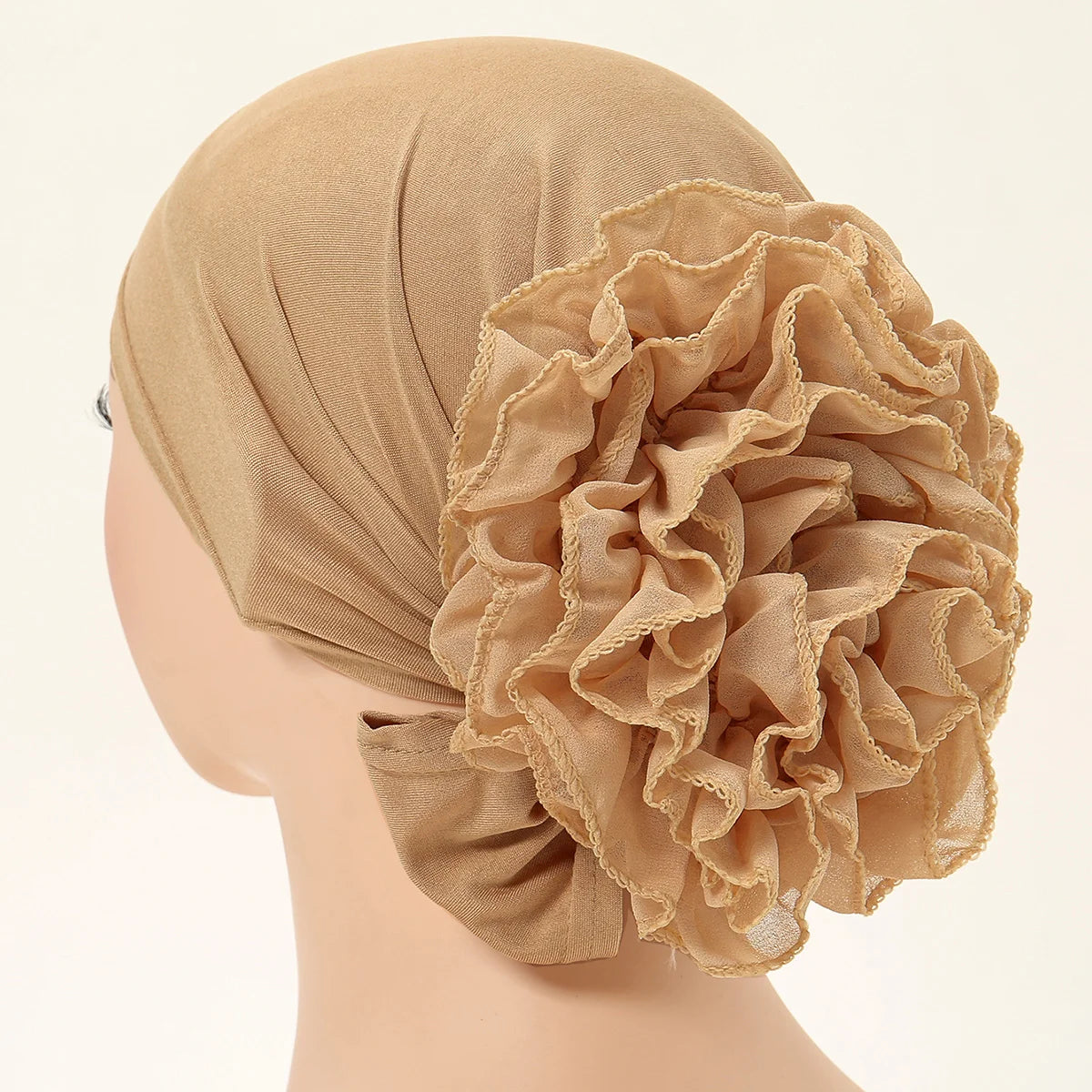 Muslim Hijabs for Women Thin Modal Bottom Hat Scarf  Solid Color Turban with Lace Panhua Islam Head Wrapping Tie Back Headband
