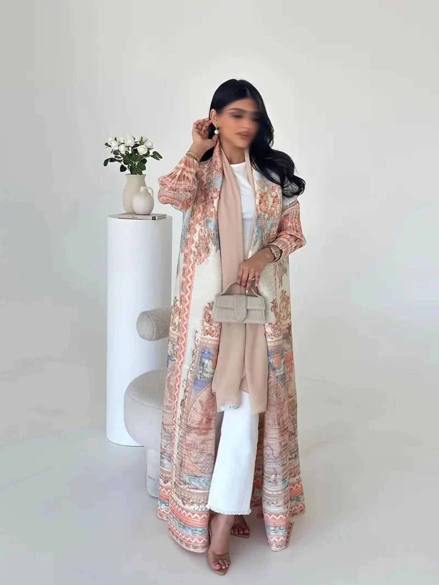 Middle Eastern Muslim Abaya Robe for Women Long Cover-Up Suitable for Ramadan Festival