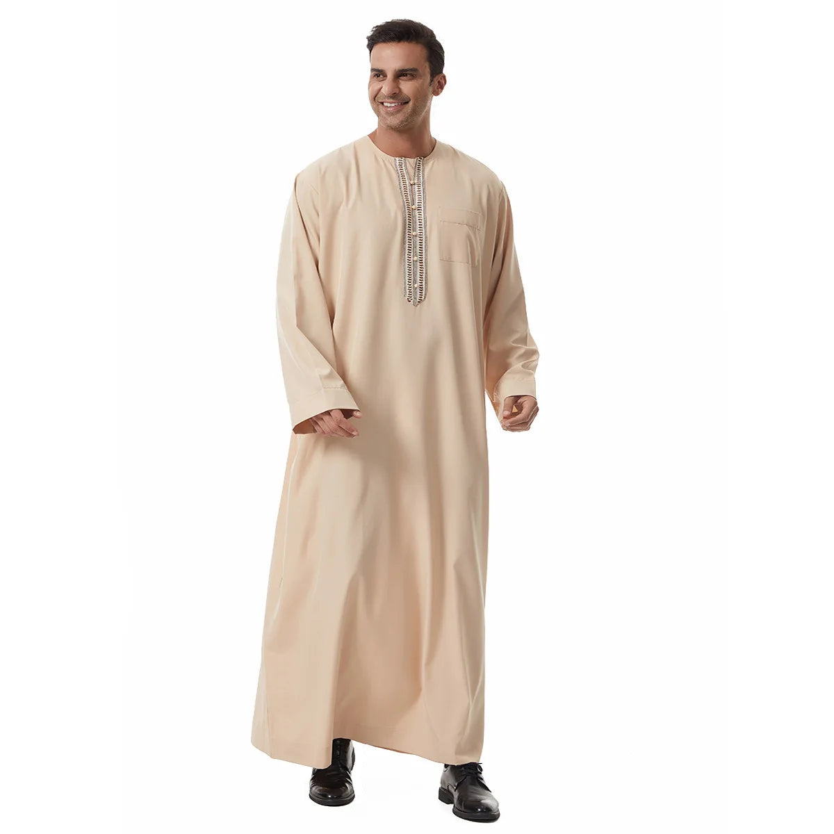 Thobes for Man Muslim Dress Islam Clothing Saudi Arabic Robe Jubba Thobe Eid Djellaba Long Sleeve Embroidery Daffah Dishdasha