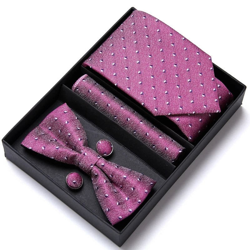 Tie For Men Formal Dress Tuxedo NeckTie Handkerchief Bow Tie Set PlaisyParty Groom Wedding Butterfly Bowtie In Box