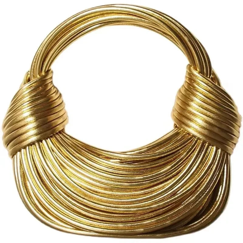 Handbags for Women 2026 New Gold Luxury Designer Brand Handwoven Noodle Bags Rope Knotted Pulled Hobo Silver Evening Clutch Chic