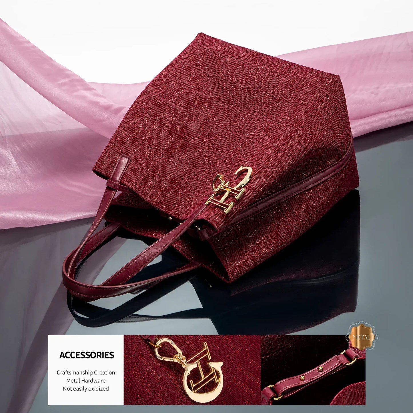 Accessories Handbag Fashion New Solid Color Women's Bucket Bag Large Capacity Letter Design Small Card Bag