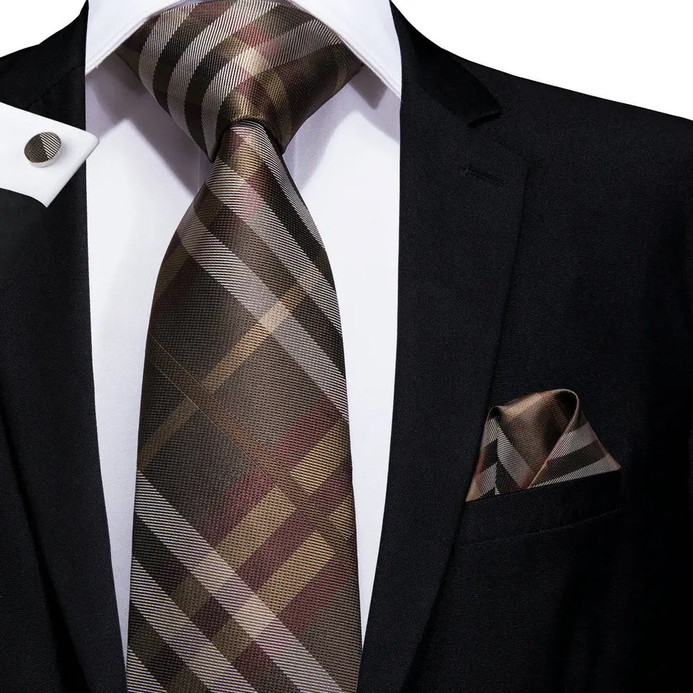 Hi-Tie Mens Ties Luxury Handmade Geometric Necktie Silk Woven Tie Set For Men Business Wedding Neck Tie Square Cufflinks