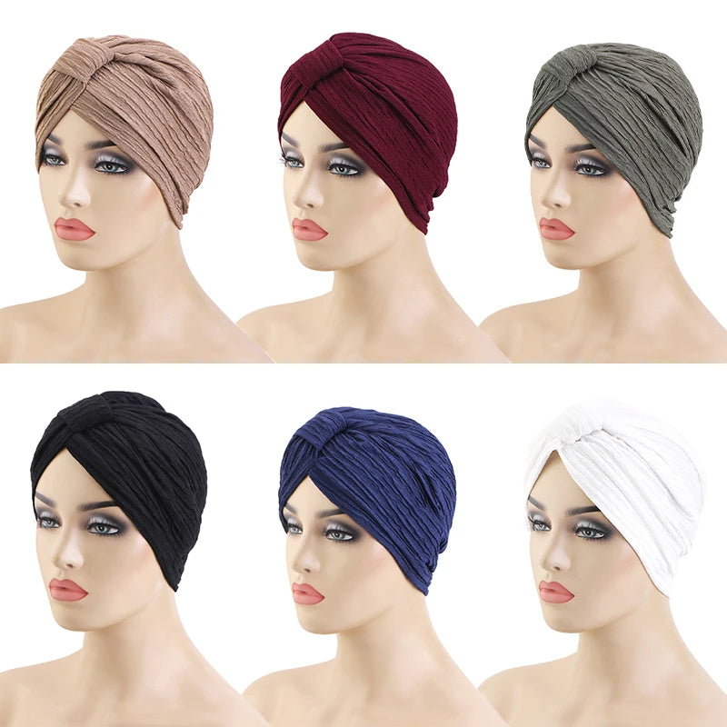 New Muslim Women Solid Color breathable headscarf hat Indian hat ethnic headscarf Hijab Hat Turban