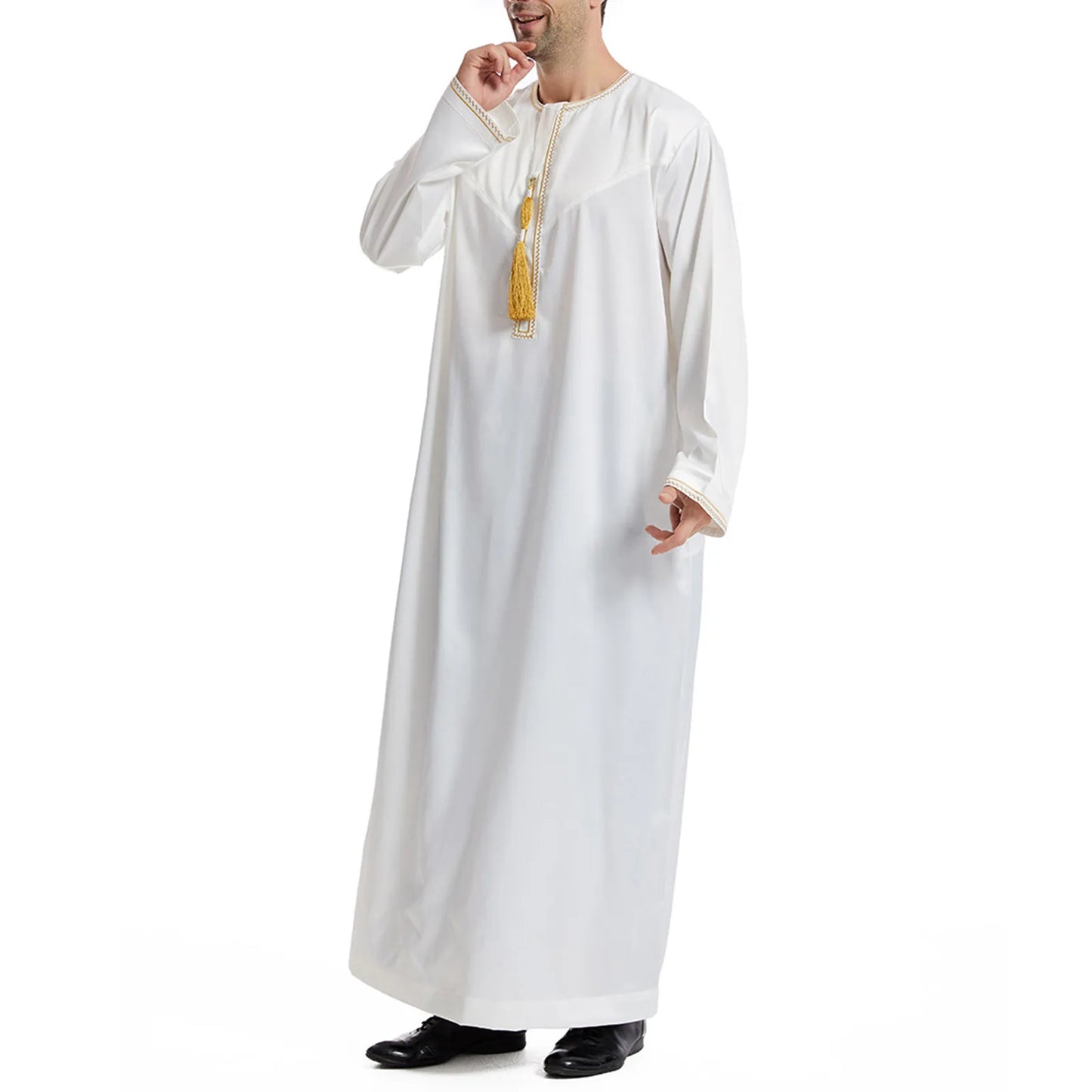 Men'S Muslim Robe Men Pullover Dress Abaya Daffah Jubba Thobe Pakistan Saudi Arab Kaftan Islam Clothing Prayer Robe Afghan