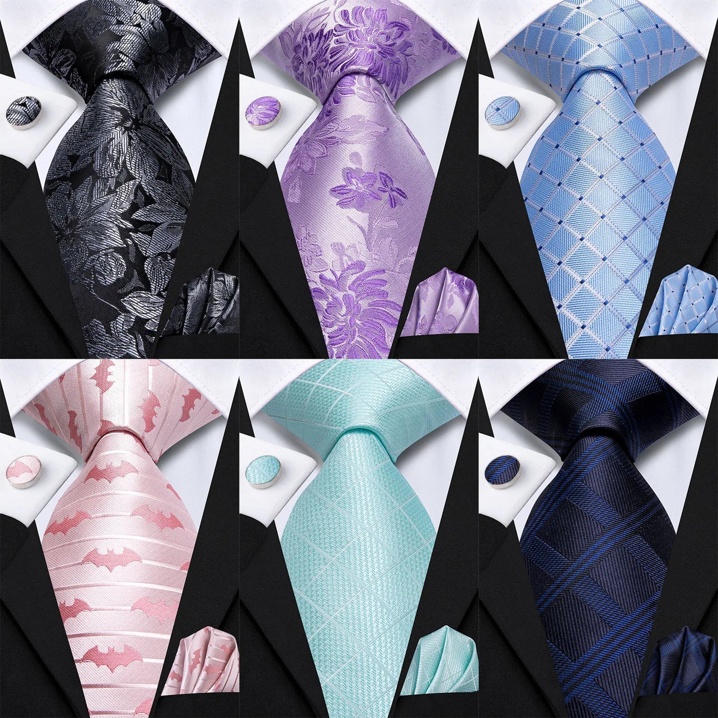 Hi-Tie Men's Tie Light Purple Flower Pink animal Striped Green Ties For Men Formal Business Wedding Party Neckties Gravatas