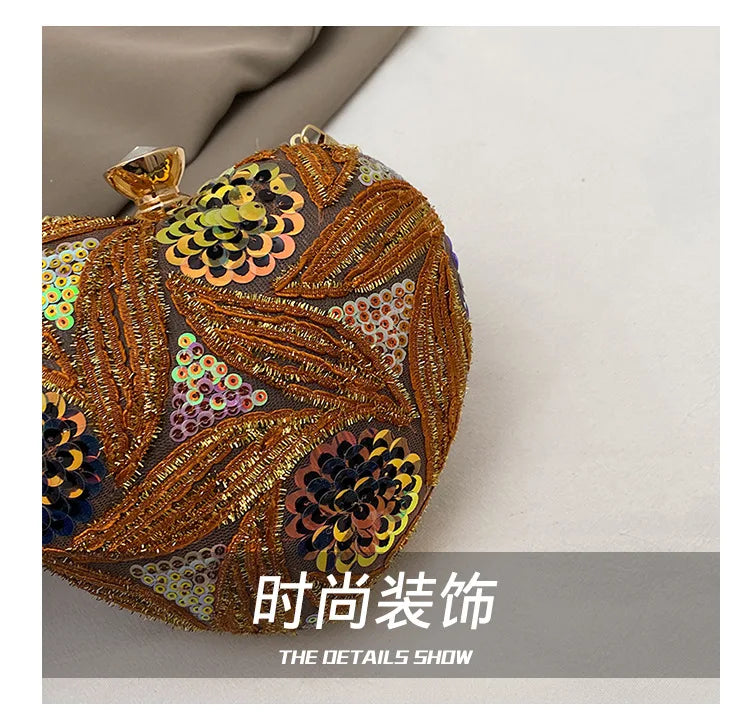 Women's Handbag2025New European and American fashion sequin shoulder baginsInternet Celebrity Retro Handheld Evening Bag