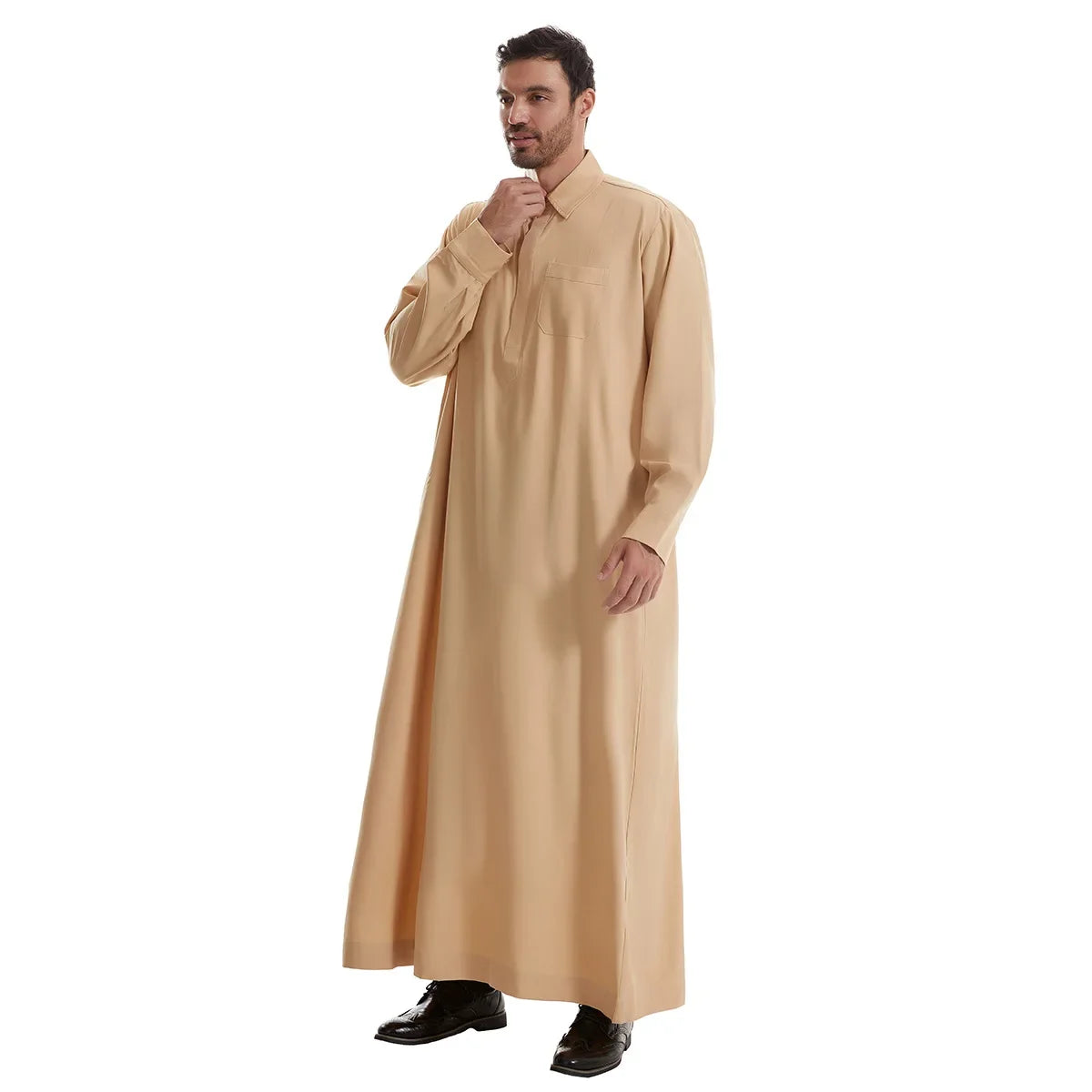 Mens Robe Long Sleeve Saudi Abaya Arabic Thobe Jubba Thoub Dubai Daffah Kaftan Middle East Islam Thawb Jubba Muslim Dress Caftan