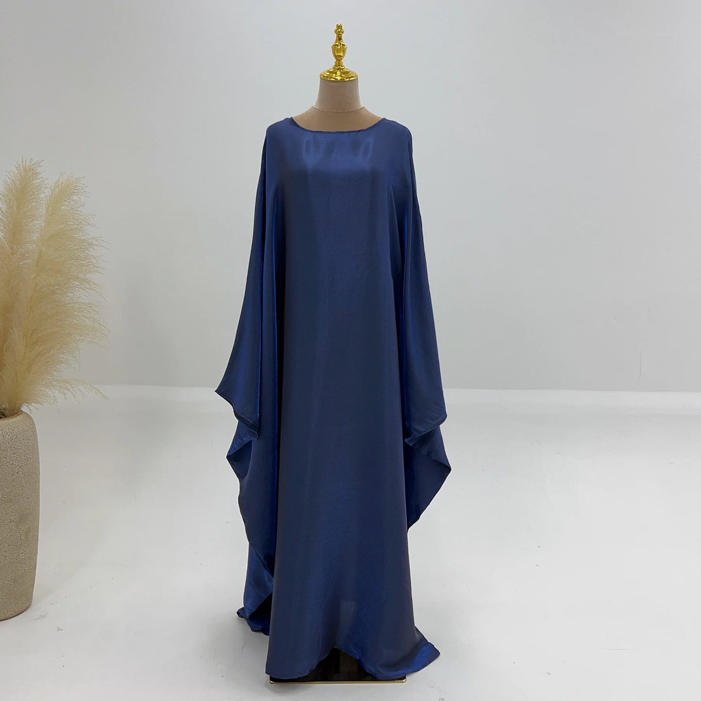 Ramadan Summer Batwing Sleeve Satin Butterfly Abaya Islam Muslim Maxi Dress Kebaya Women Kaftan Robe Musulmane Femme Vestidos