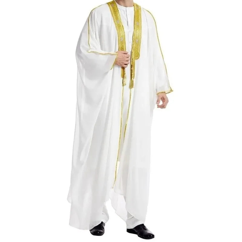 2026 New Middle Eastern Men's Robe Arabic Long Sleeve Cloak for Priests
