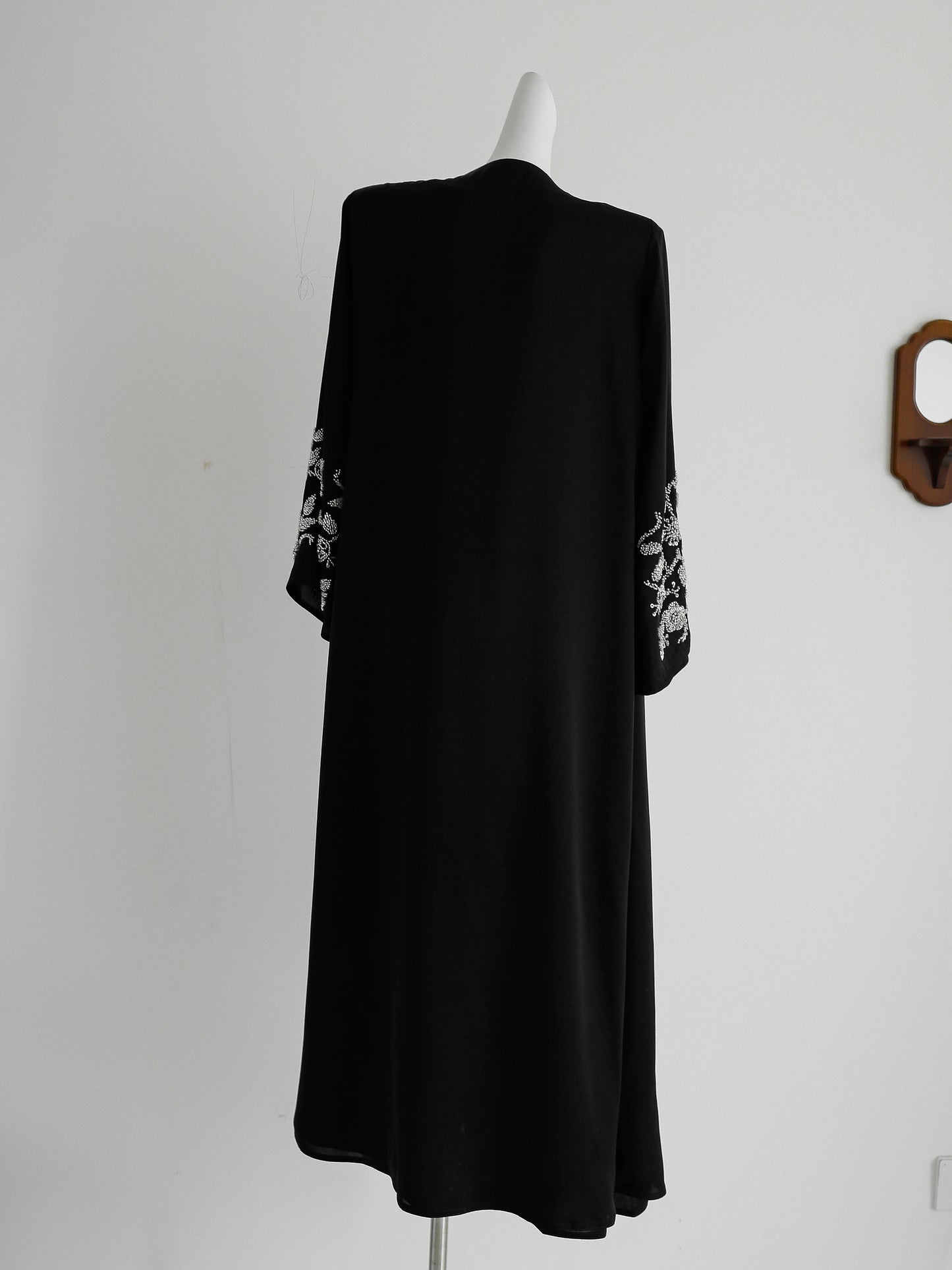 Abaya Muslim clothing women's black silver nail beads, high-end luxury