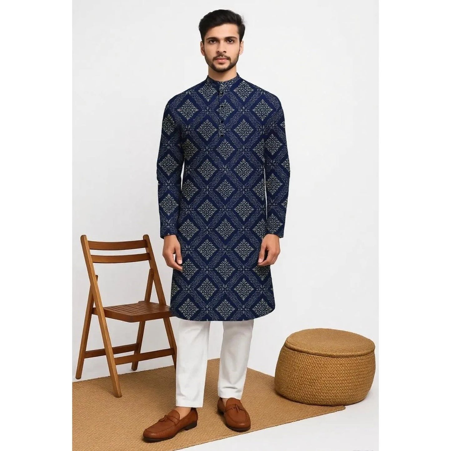 Men Islamic Arabian Patchwork Striped Embroidery Eid Muslim Long Robe Jubba Casual Loose Abayas 2026 National style