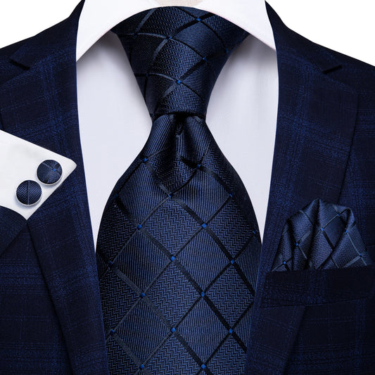 Hi-Tie Blue Business Solid Silk Men's Tie NeckTie 8.5cm Ties for Men Formal Luxury Wedding High Quality Gravata