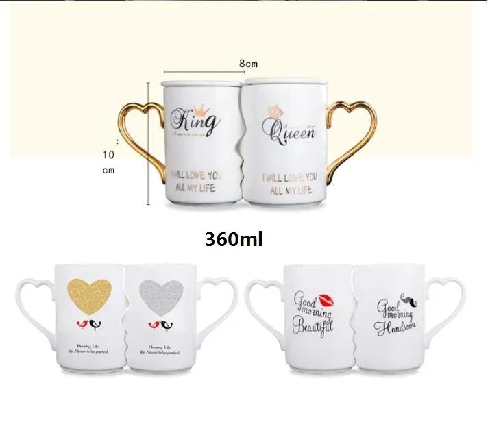 2Pcs/Set Couple Cup Ceramic Mugs Coffee Kiss Mug Creative tea cup Valentine's Day Wedding Birthday Gift