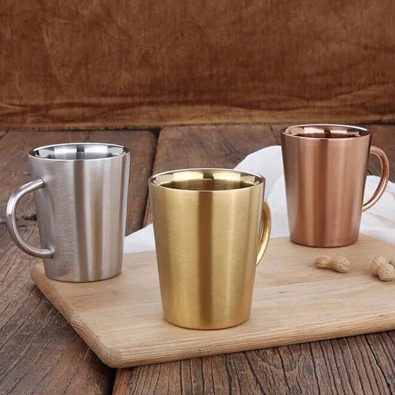 Double Wall Stainless Steel Coffee Mug with lid Portable Cup Travel Tumbler Jug Milk Tea Cups Office Water Mugs