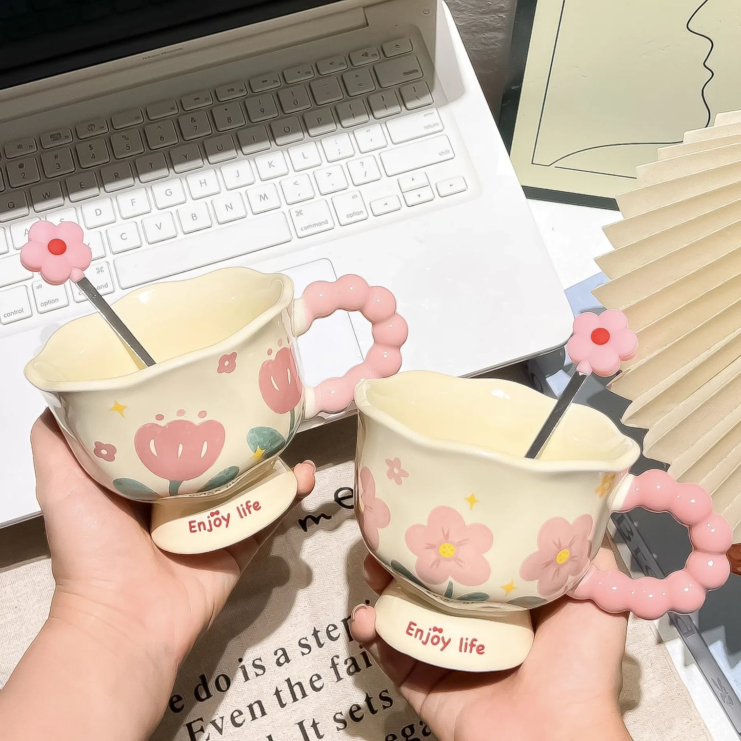 Coffee Cup Mugs Coffee Cups Creative Flower Designed Mug Household Ceramic Cup High Quality and Value Water Cup as Souvenir Gift