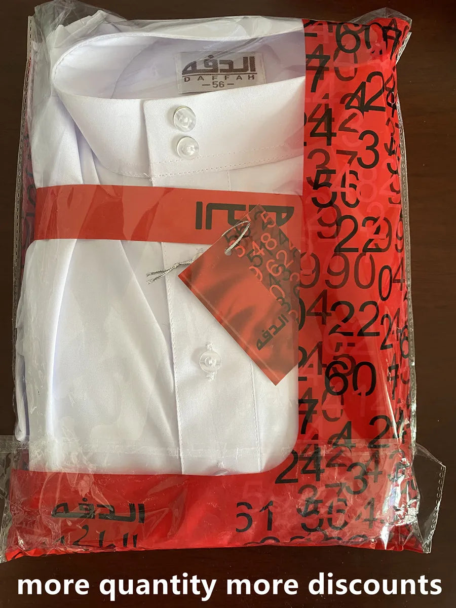 Men's Muslim Robe Islamic Ramadan Juba Kaftan Dishdash Arabian Robe Solid Color Long Sleeve Collar Loose T-shirt Dress Tunic New