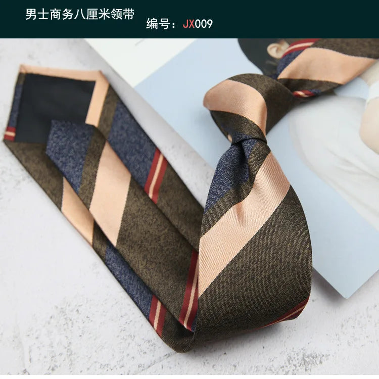 British Italian Style 8CM Formal Ties For Men Business Striped Floral White Brown Neckties Luxury Silk Neck Ties Wedding Cravat