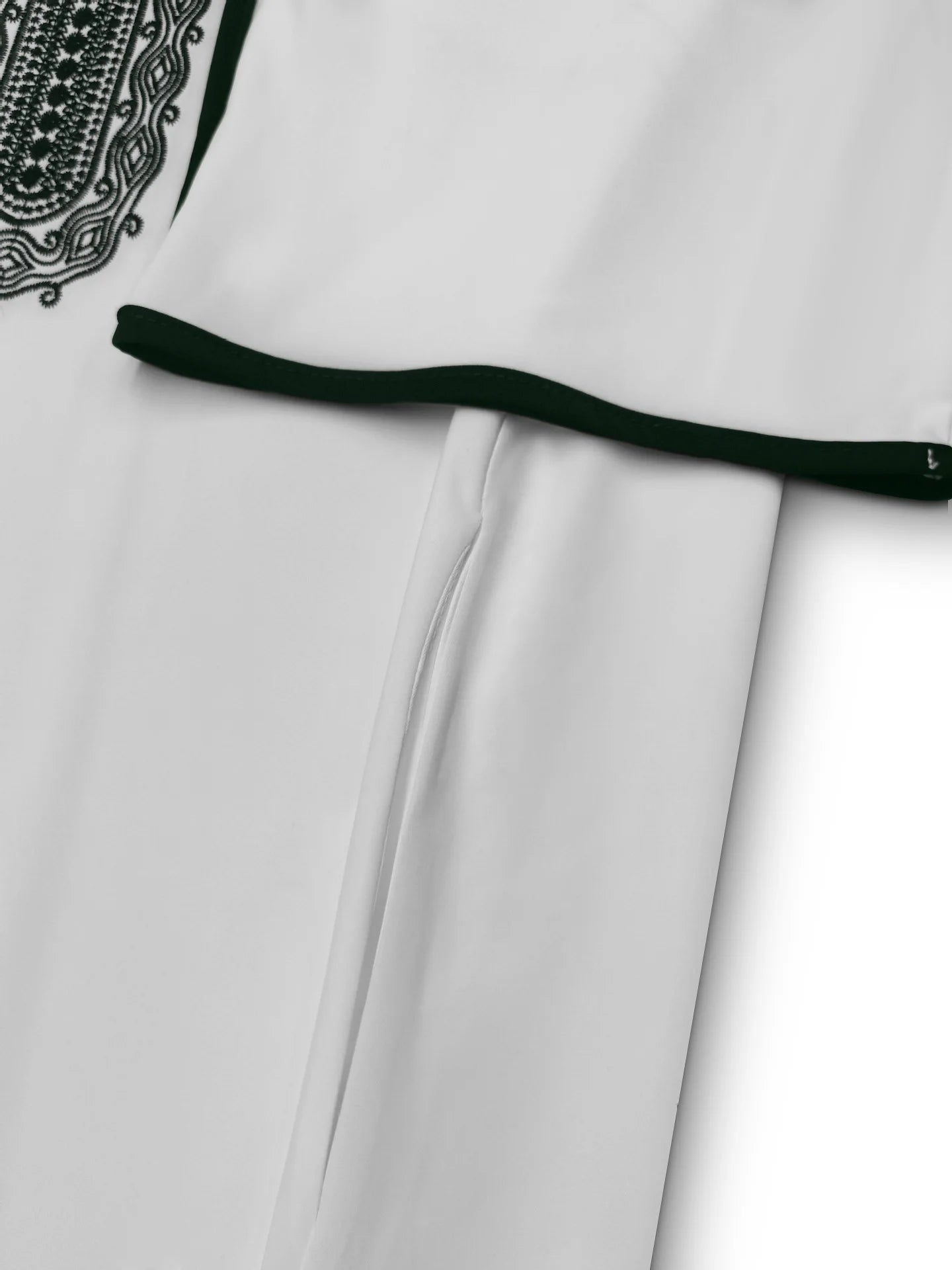 Ethnic Style Kandouras Thobe for Men Jabador Gandoura Side Pockets Embroidery Abaya Long Sleeve Muslim Kaftan Vintage White Robe