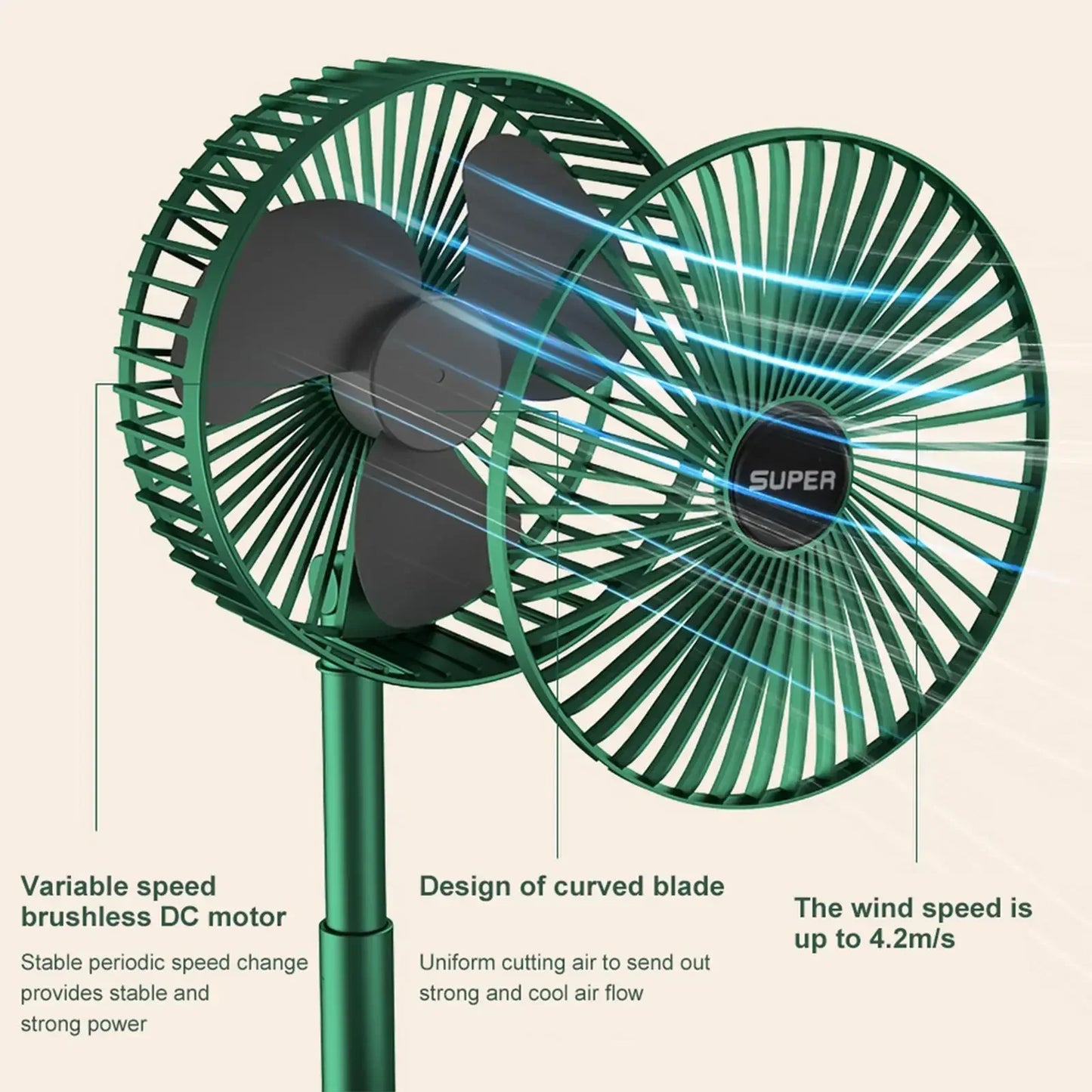 Mini Desktop Foldable Fan Portable Household USB Rechargeable Retractable Mute Fan Electric Adjustable LowNoise Long Standby Fan
