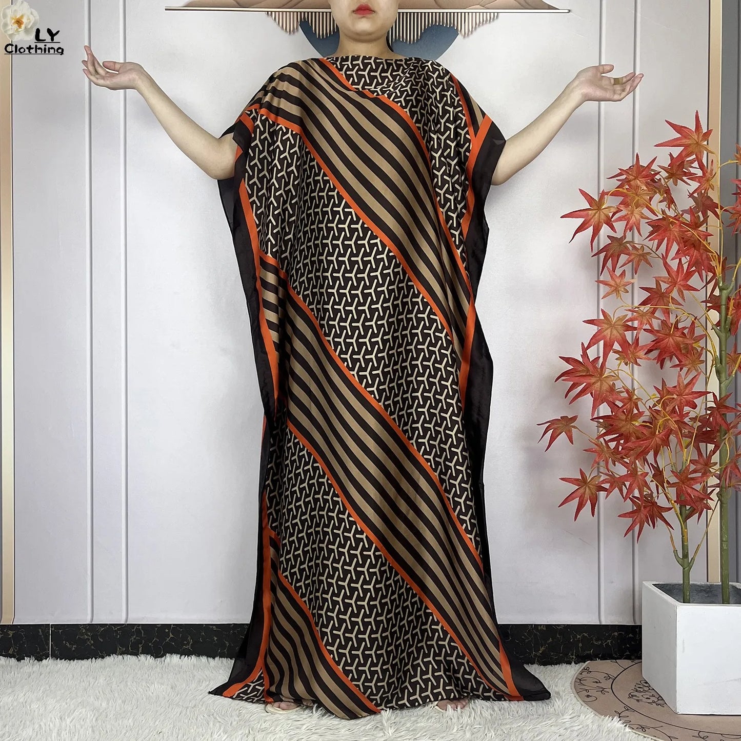 Muslim Abayas For Women 2023 New Fashion Printed Silk Soft Loose Femme Elegant Robe African Maxi Party Dresses With Belt Turban