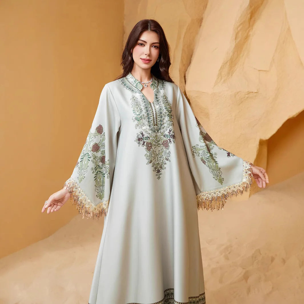 Eid Dress Abaya Women Muslim Kaftan Party Dresses Jalabiya Tassel Vestidos Ramadan Morocco Dubai Abayas Islam Arab Long Robe