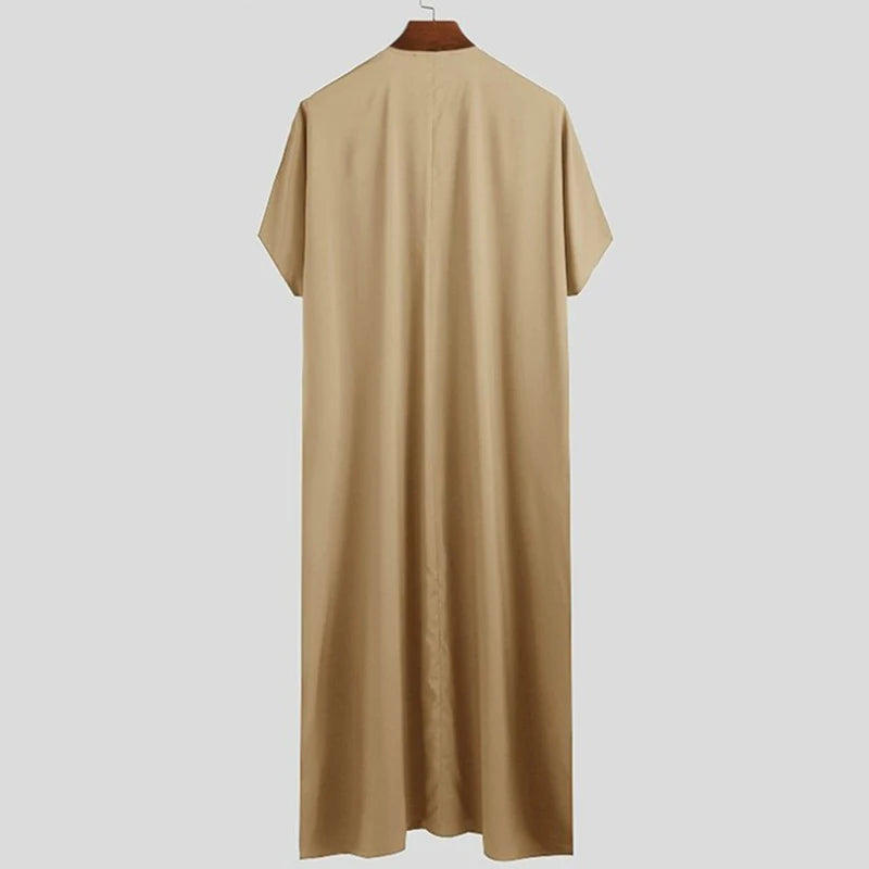 Men's Short Sleeve Muslim Kaftan Robes Leisure Loose Muslim Clothing Summer Islamic Arabic Clothes Kaftan Middle East Countries